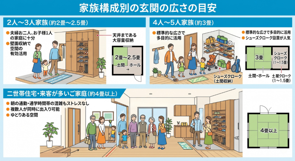 家族構成別の広さの目安を表す画像