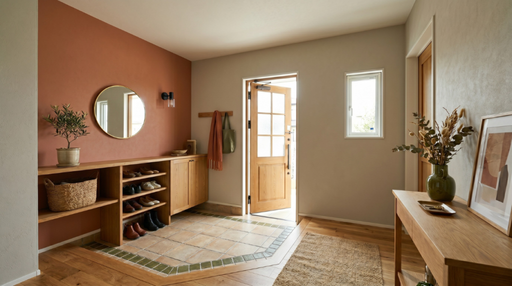アースカラーを使用した玄関画像